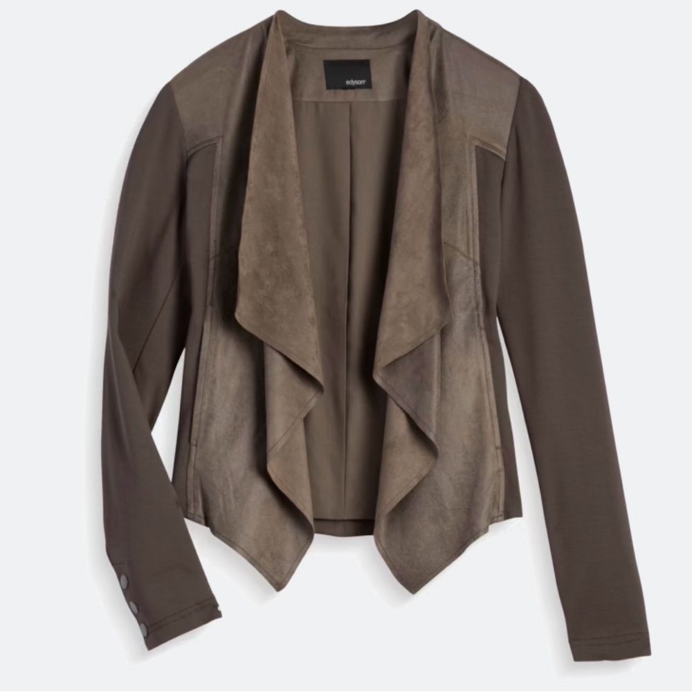 Maisha Ponte and Faux Leather Jacket Olive Small